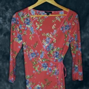 Medium BCBG Maxazria Wrap Dress Cover Up Floral